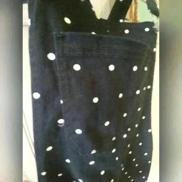 Black and White Polka Dot Denim Overalls Dress , Love First Size Large - Picture 4 of 5
